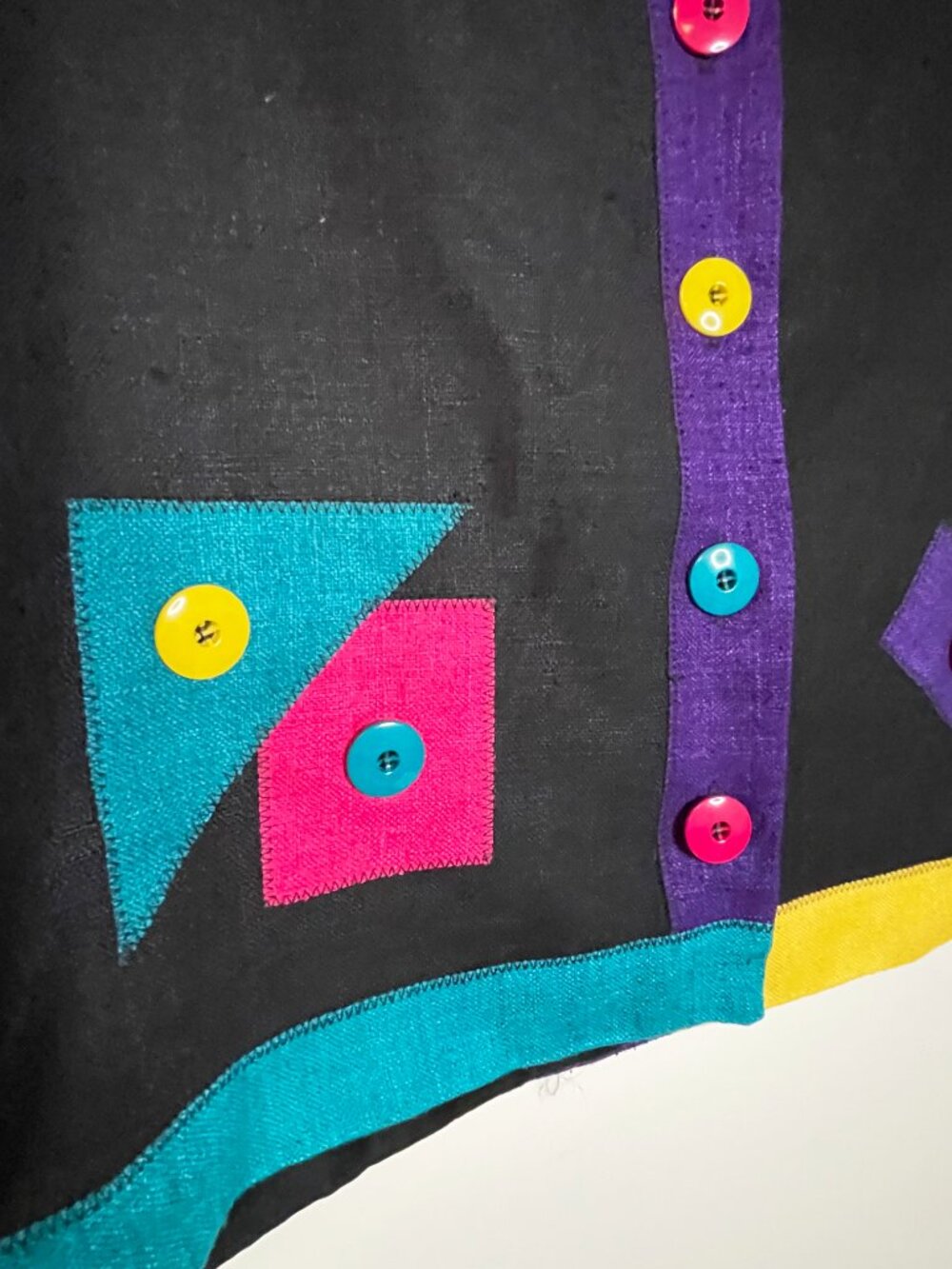 Vintage Seasons Colorblock Silk Vest Geometric Artwear Neon Button Front Size L - Picture 5 of 9